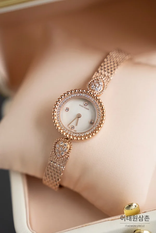 부쉐론 세르펭 보헴 로즈골드베젤 화이트다이얼 쿼츠 워치 23mm (3)