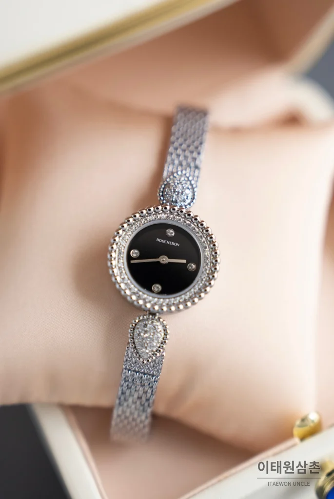 부쉐론 세르펭 보헴 실버베젤 블랙다이얼 쿼츠 워치 23mm (2)