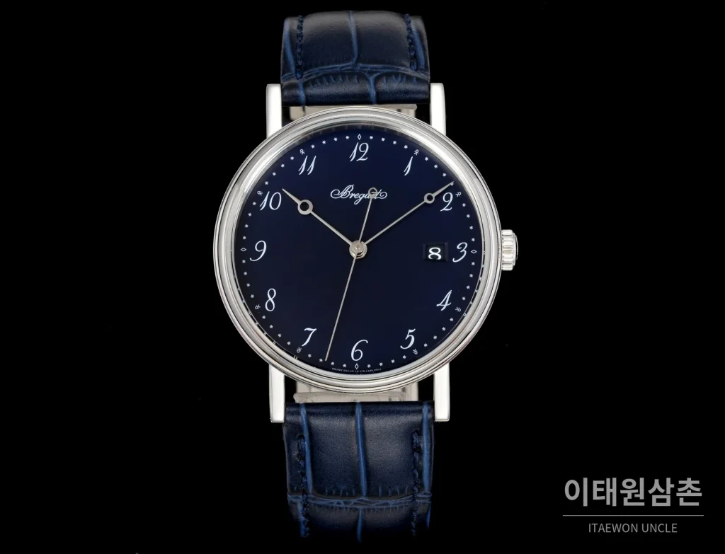 브레게 클래식 5177 에나멜 다이얼 블루핸즈 오토매틱 38mm 화이트