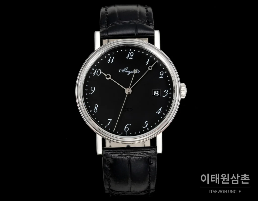 브레게 클래식 5177 에나멜 다이얼 블루핸즈 오토매틱 38mm 화이트
