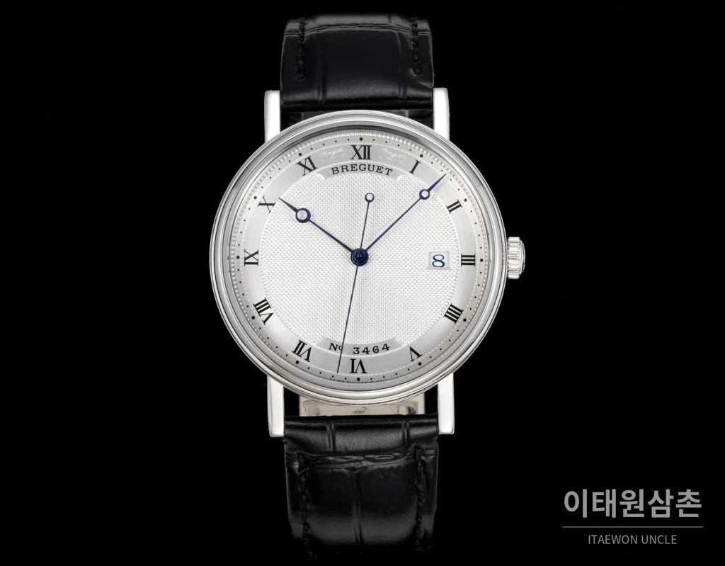 브레게 클래식 5177 에나멜 다이얼 블루핸즈 오토매틱 38mm 화이트