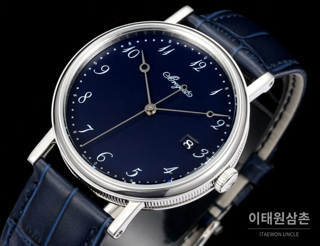 브레게 클래식 5177 에나멜 다이얼 블루핸즈 오토매틱 38mm 화이트