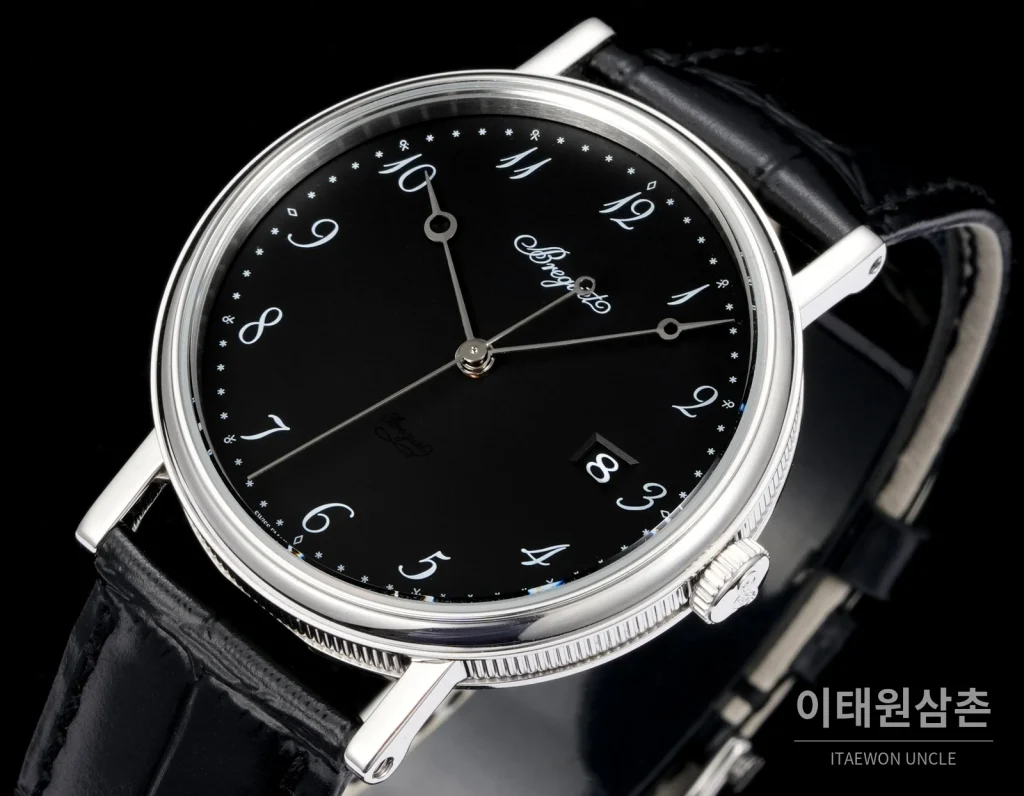 브레게 클래식 5177 에나멜 다이얼 블루핸즈 오토매틱 38mm 화이트