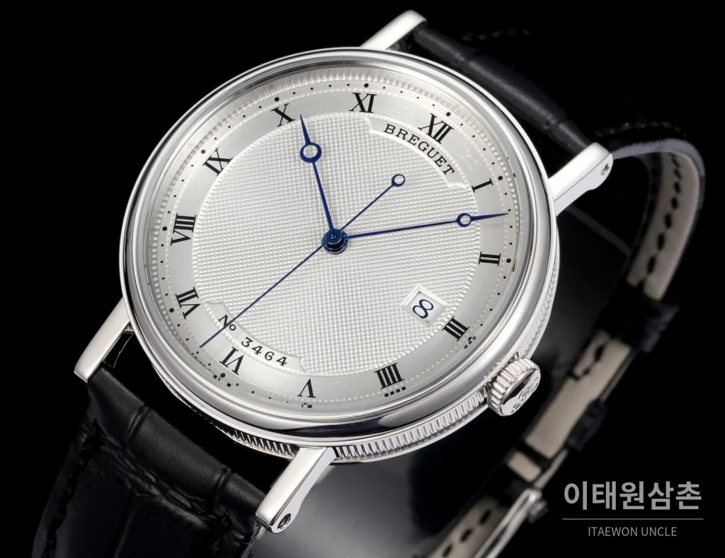 브레게 클래식 5177 에나멜 다이얼 블루핸즈 오토매틱 38mm 화이트