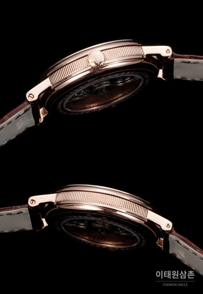 브레게 클래식 5177 에나멜 다이얼 블루핸즈 오토매틱 38mm 화이트 브라운 가죽 스트랩