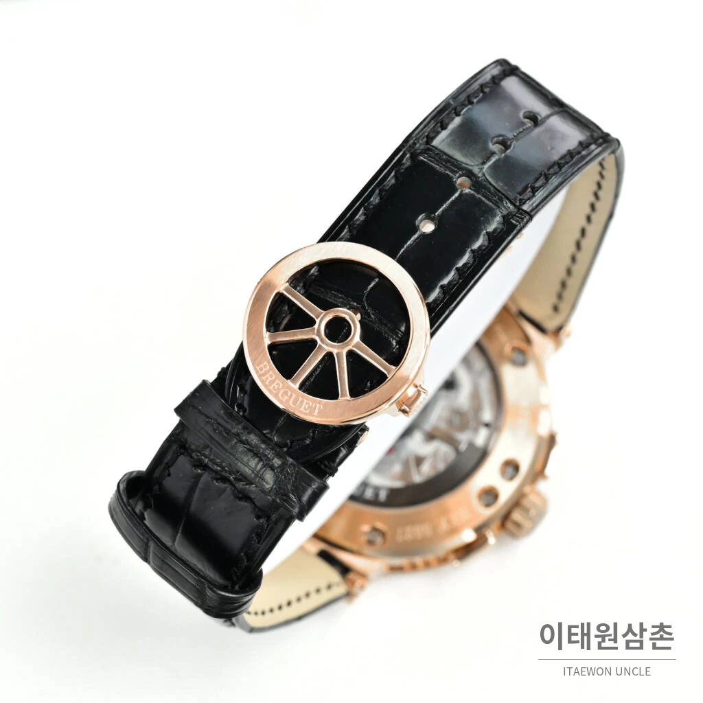 브레게 마린 5517 선버스트다이얼 크로커다일레더 오토매틱 40mm 로즈골드 케이스