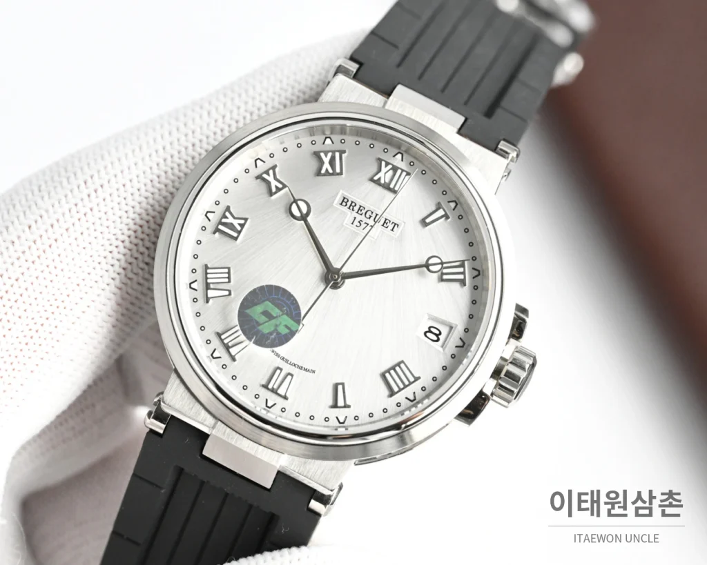 브레게 마린 오토매틱 40mm 블랙 다이얼 블랙 러버 스트랩