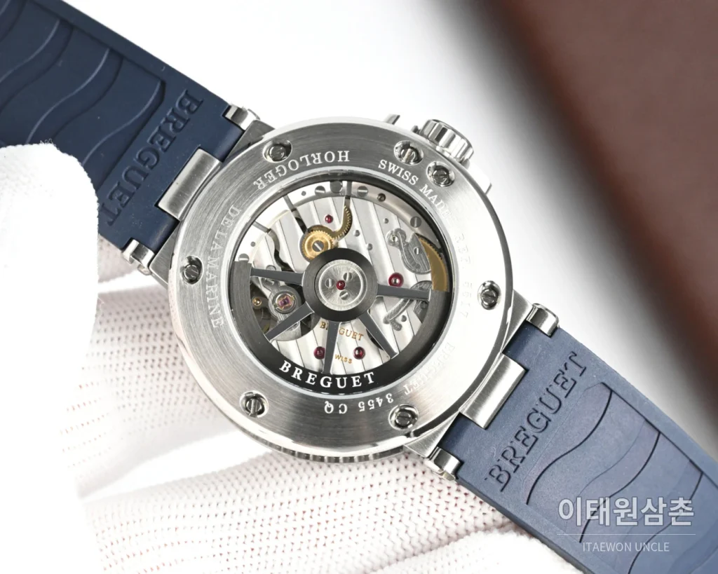 브레게 마린 오토매틱 40mm 블랙 다이얼 블랙 러버 스트랩