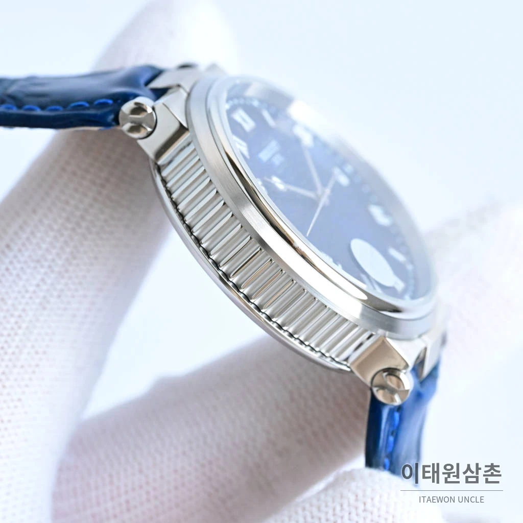 브레게 마린 선레이블루 다이얼 오토매틱 40mm 블루 가죽 스트랩