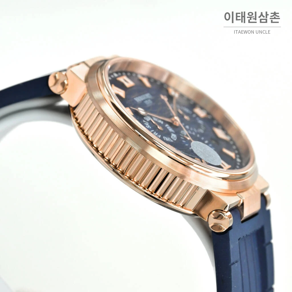 브레게 마린 선레이블루 다이얼 오토매틱 40mm 블랙 러버 스트랩 로즈골드 베젤 (3)