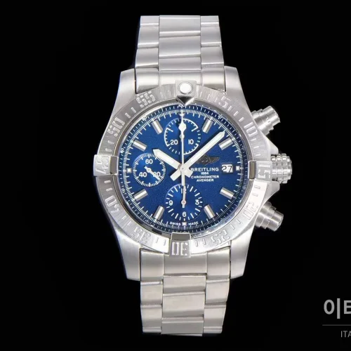 브라이틀링 어벤저 크로노그래프43 스틸 오토매틱 43mm 블루 다이얼
