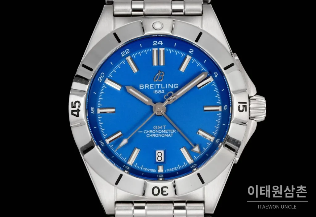 브라이틀링 크로노맷 오토매틱 GMT 40 블루다이얼 스틸 브레이슬릿 40mm (2)