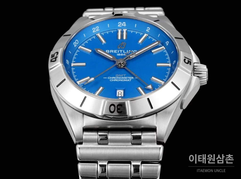 브라이틀링 크로노맷 오토매틱 GMT 40 블루다이얼 스틸 브레이슬릿 40mm (2)