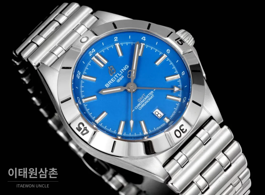 브라이틀링 크로노맷 오토매틱 GMT 40 블루다이얼 스틸 브레이슬릿 40mm (2)