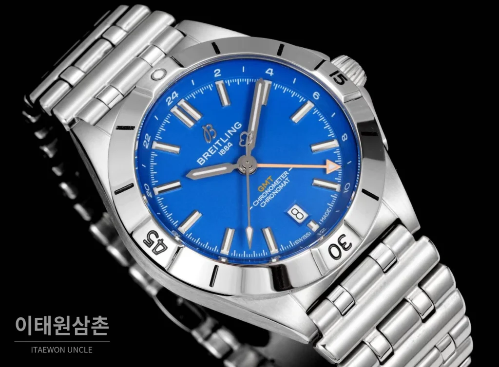 브라이틀링 크로노맷 오토매틱 GMT 40 블루다이얼 스틸 브레이슬릿 40mm