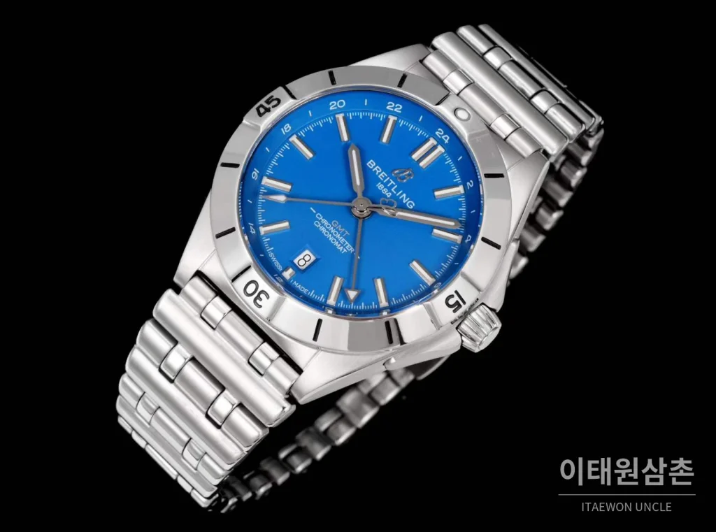 브라이틀링 크로노맷 오토매틱 GMT 40 블루다이얼 스틸 브레이슬릿 40mm (2)