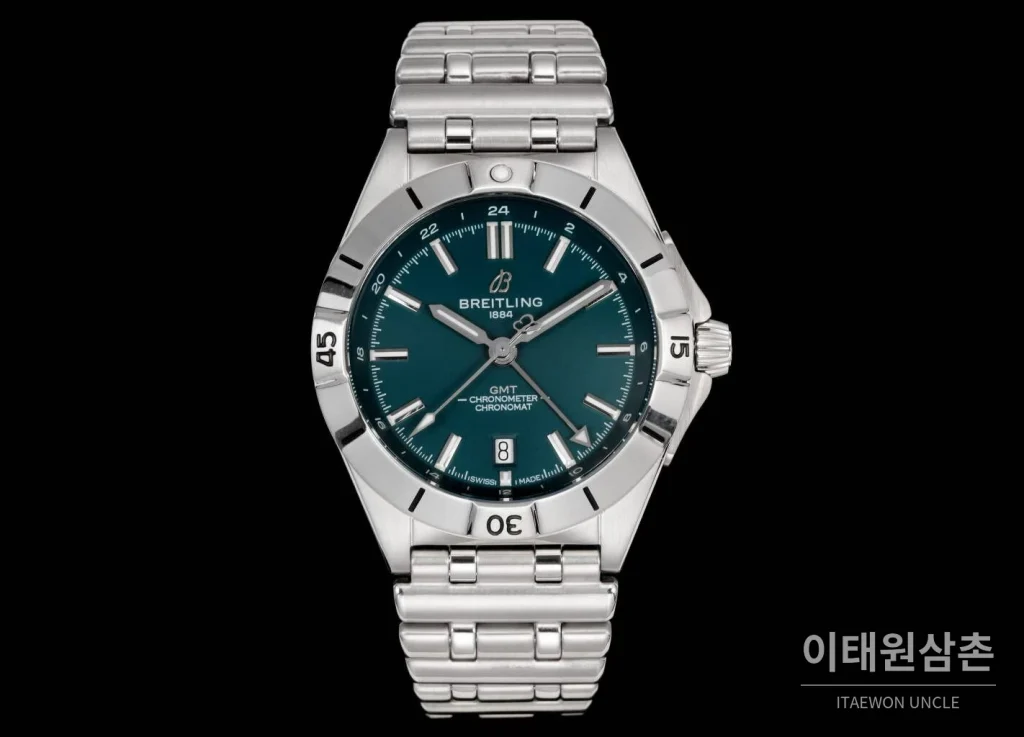 브라이틀링 크로노맷 오토매틱 GMT 40 다크그린다이얼 스틸 브레이슬릿 40mm