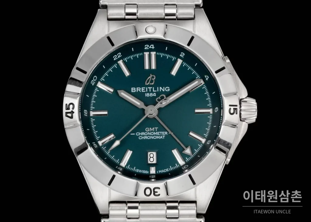 브라이틀링 크로노맷 오토매틱 GMT 40 다크그린다이얼 스틸 브레이슬릿 40mm