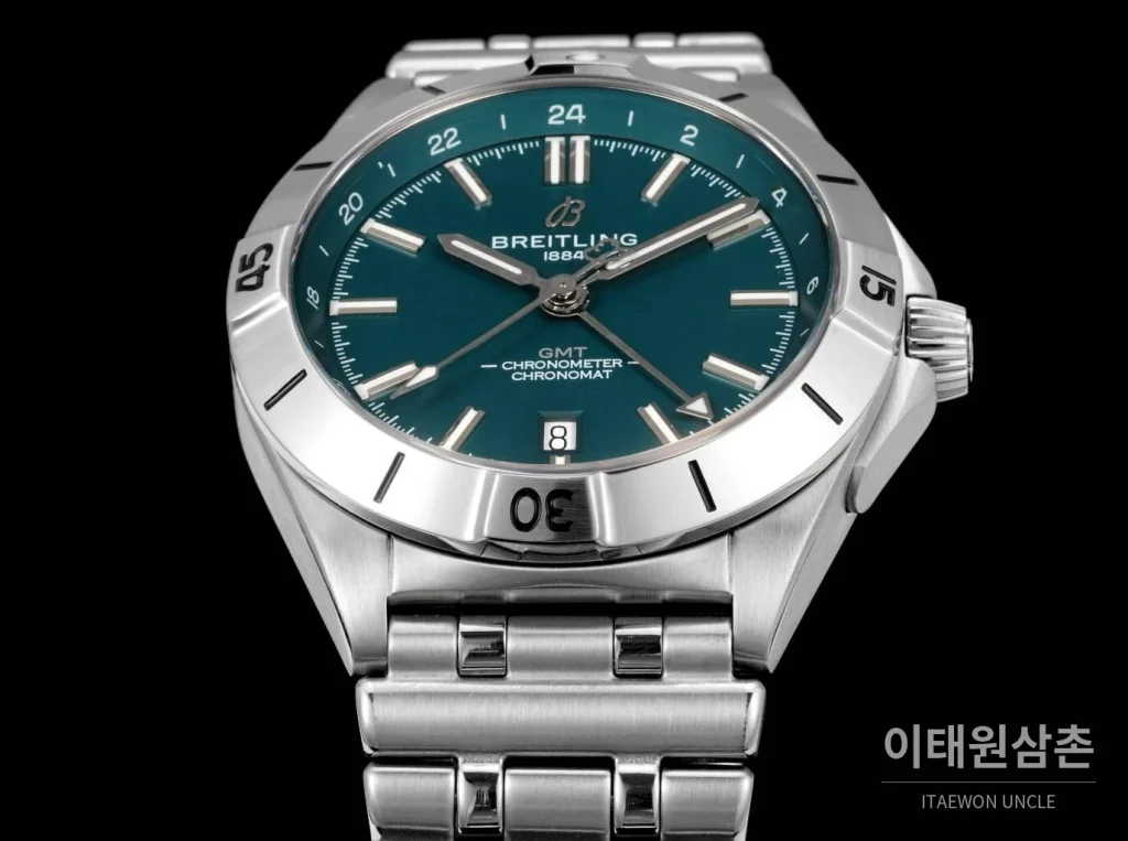 브라이틀링 크로노맷 오토매틱 GMT 40 다크그린다이얼 스틸 브레이슬릿 40mm