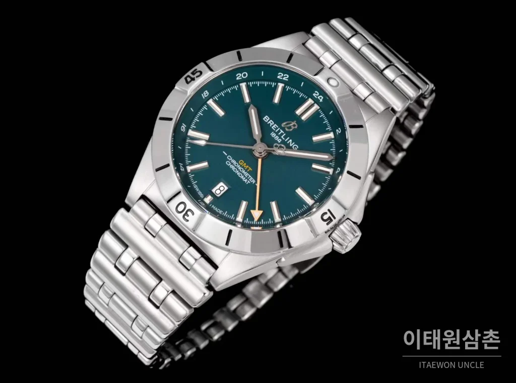 브라이틀링 크로노맷 오토매틱 GMT 40 다크그린다이얼 스틸 브레이슬릿 40mm (2)