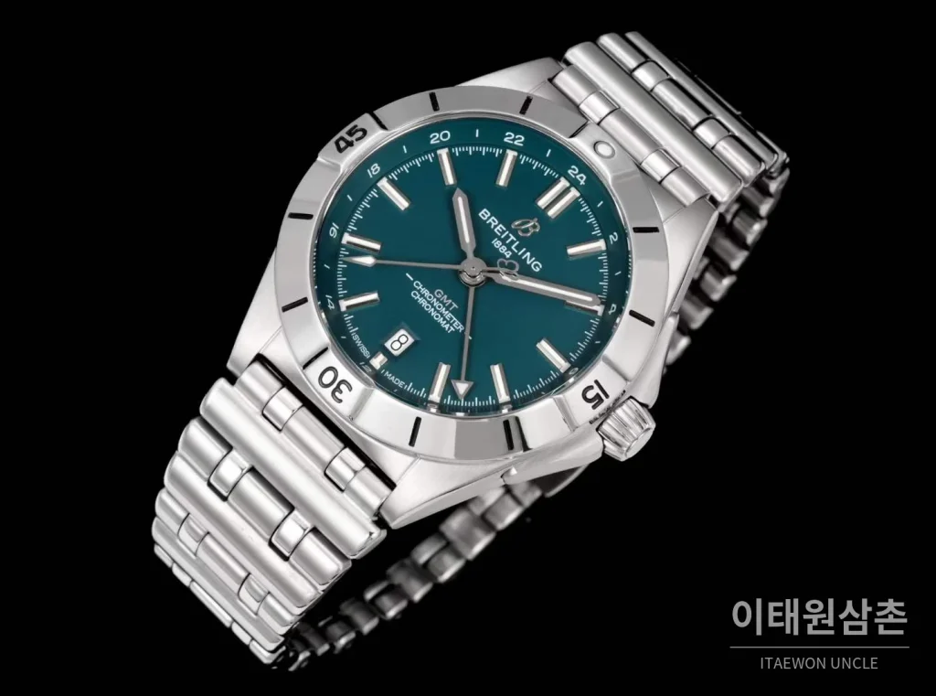 브라이틀링 크로노맷 오토매틱 GMT 40 다크그린다이얼 스틸 브레이슬릿 40mm