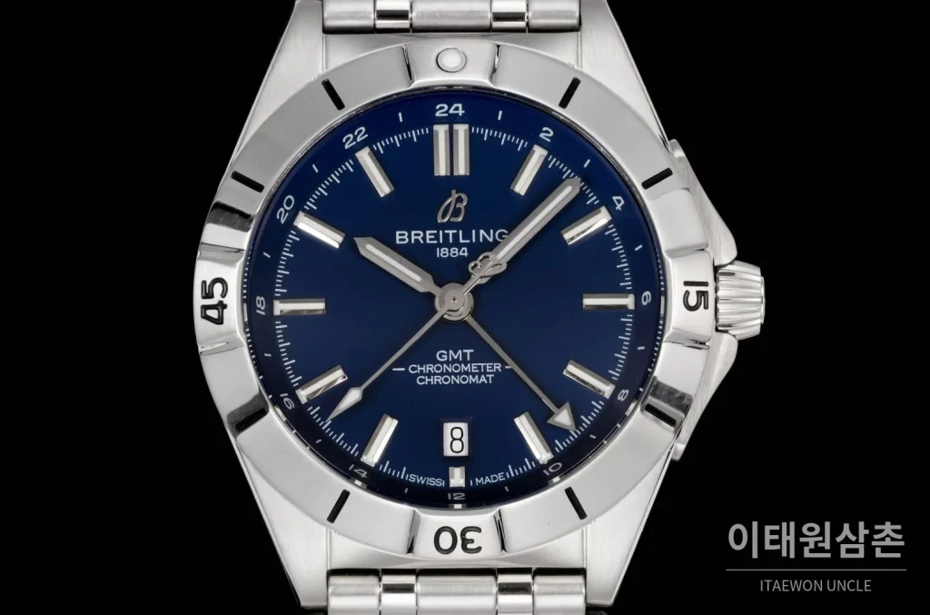 브라이틀링 크로노맷 오토매틱 GMT 40 네이비다이얼 스틸 브레이슬릿 40mm