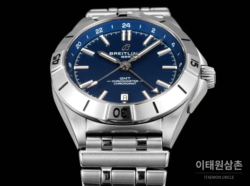 브라이틀링 크로노맷 오토매틱 GMT 40 네이비다이얼 스틸 브레이슬릿 40mm