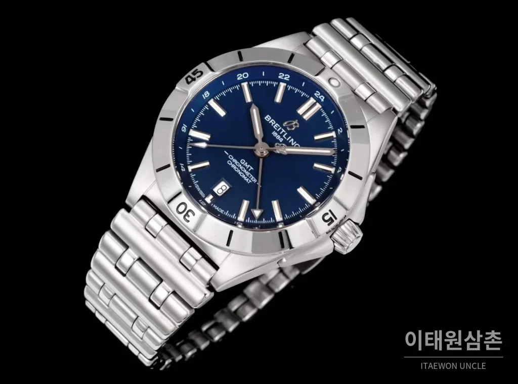 브라이틀링 크로노맷 오토매틱 GMT 40 네이비다이얼 스틸 브레이슬릿 40mm