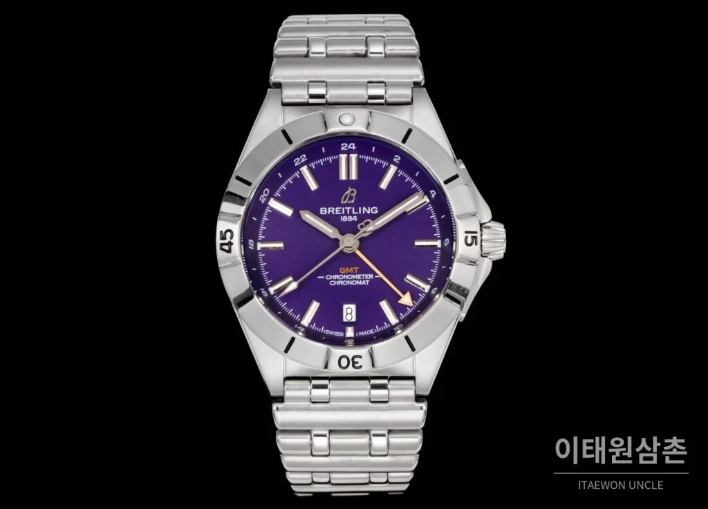 브라이틀링 크로노맷 오토매틱 GMT 40 퍼플다이얼 스틸 브레이슬릿 40mm