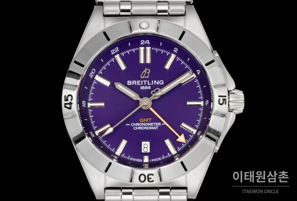 브라이틀링 크로노맷 오토매틱 GMT 40 퍼플다이얼 스틸 브레이슬릿 40mm