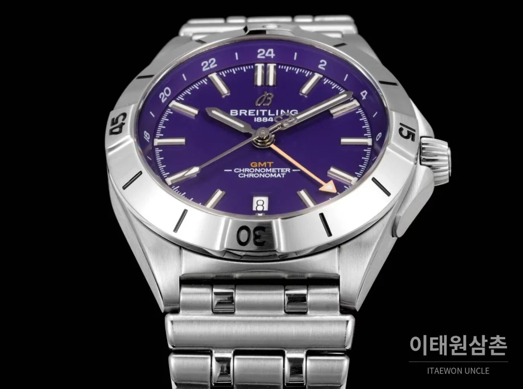 브라이틀링 크로노맷 오토매틱 GMT 40 퍼플다이얼 스틸 브레이슬릿 40mm