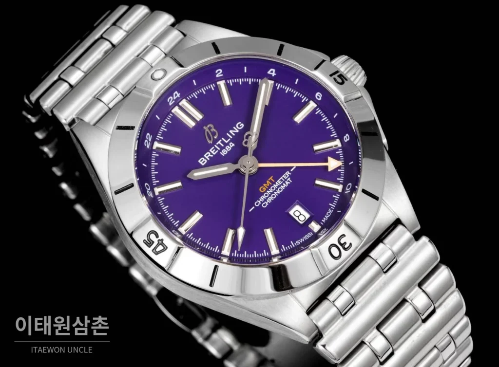 브라이틀링 크로노맷 오토매틱 GMT 40 퍼플다이얼 스틸 브레이슬릿 40mm