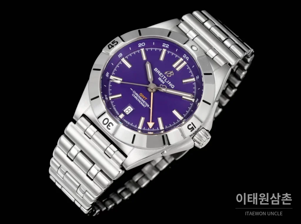 브라이틀링 크로노맷 오토매틱 GMT 40 퍼플다이얼 스틸 브레이슬릿 40mm