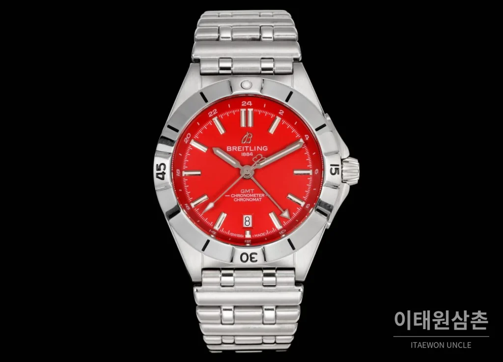 브라이틀링 크로노맷 오토매틱 GMT 40 레드다이얼 스틸 브레이슬릿 40mm (2)
