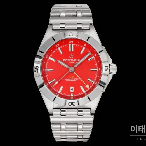 브라이틀링 크로노맷 오토매틱 GMT 40 레드다이얼 스틸 브레이슬릿 40mm 브라이틀링 크로노맷 오토매틱 GMT 40 레드다이얼 스틸 브레이슬릿 40mm