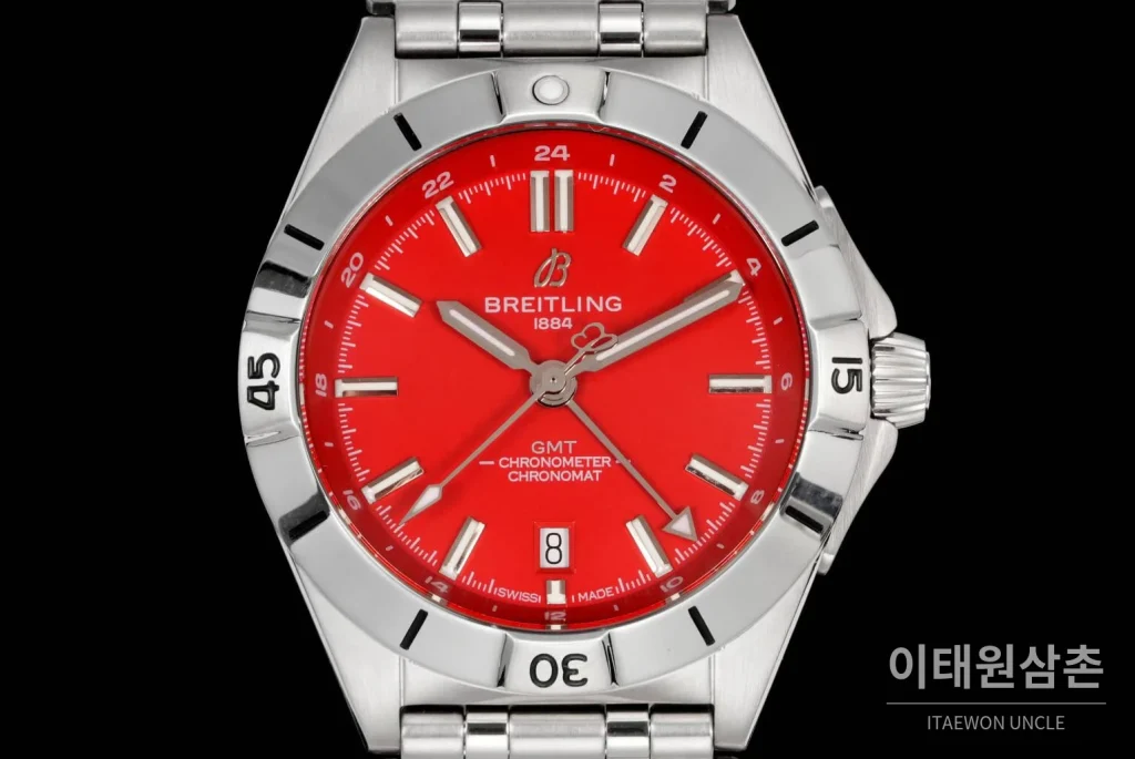 브라이틀링 크로노맷 오토매틱 GMT 40 레드다이얼 스틸 브레이슬릿 40mm (2)