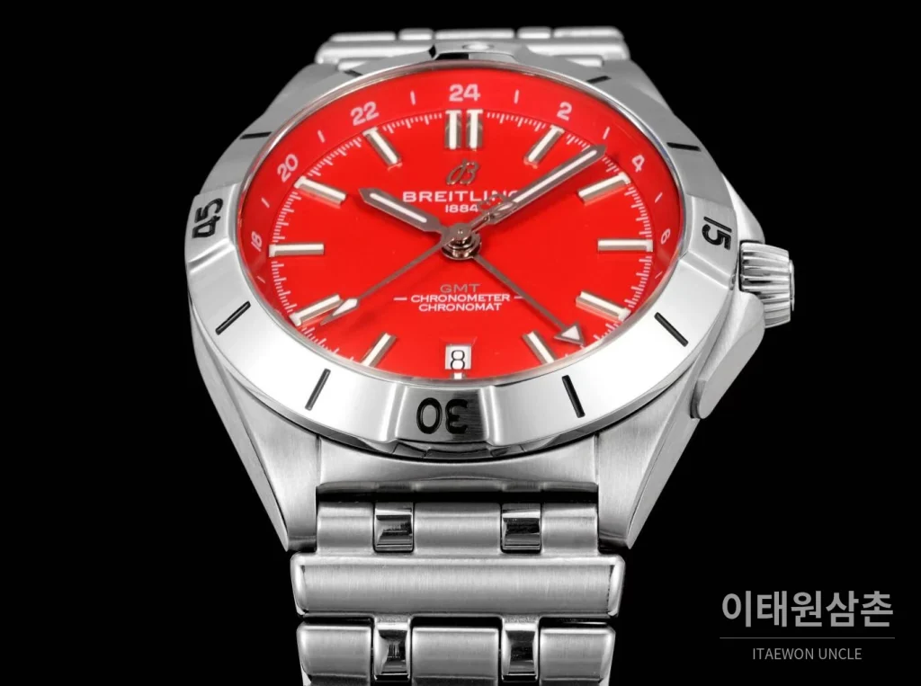 브라이틀링 크로노맷 오토매틱 GMT 40 레드다이얼 스틸 브레이슬릿 40mm (2)