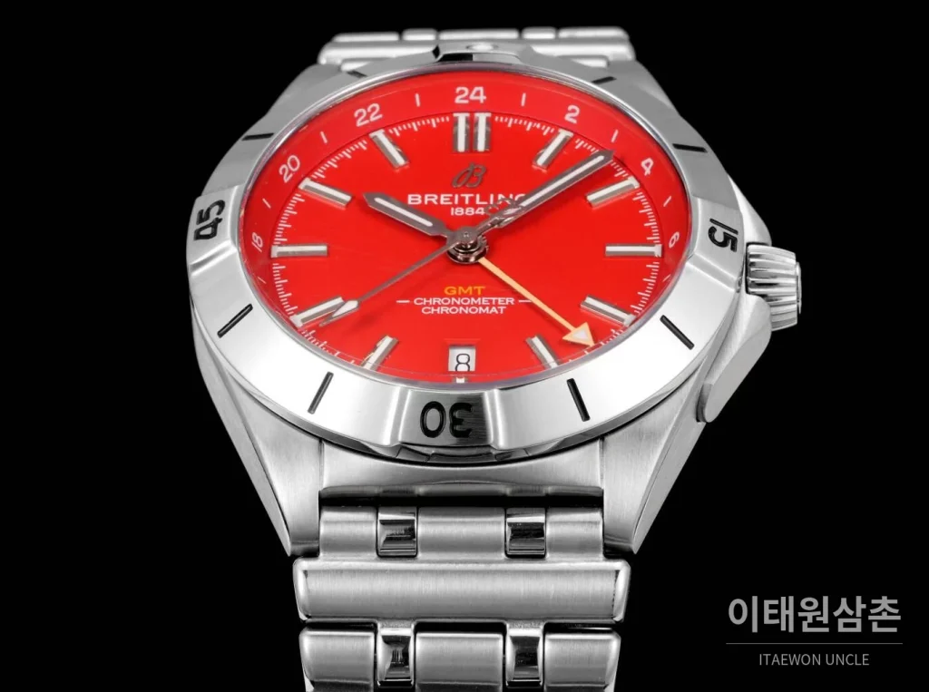 브라이틀링 크로노맷 오토매틱 GMT 40 레드다이얼 스틸 브레이슬릿 40mm