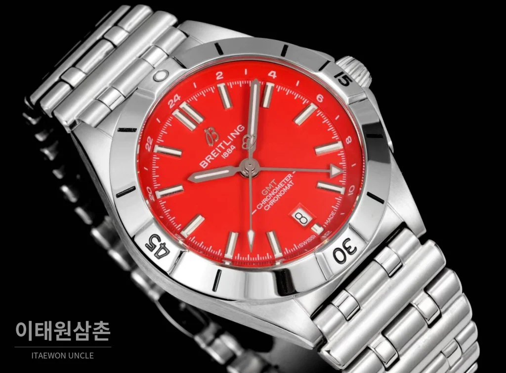 브라이틀링 크로노맷 오토매틱 GMT 40 레드다이얼 스틸 브레이슬릿 40mm (2)