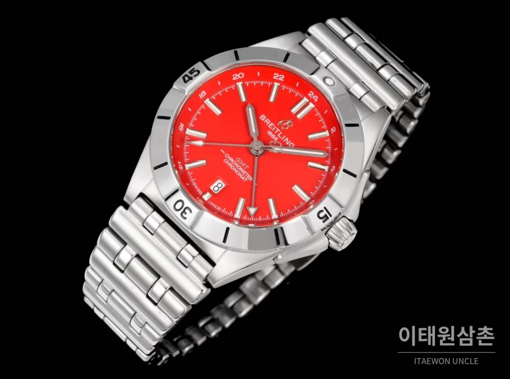 브라이틀링 크로노맷 오토매틱 GMT 40 레드다이얼 스틸 브레이슬릿 40mm (2)