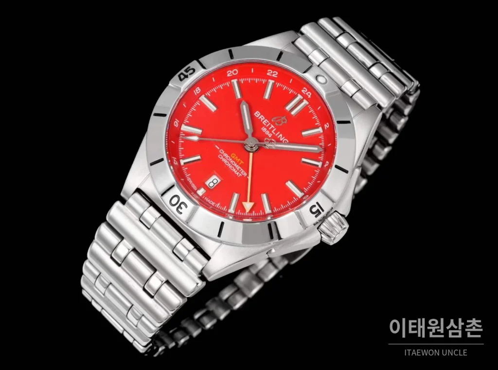 브라이틀링 크로노맷 오토매틱 GMT 40 레드다이얼 스틸 브레이슬릿 40mm