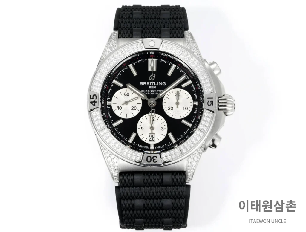 브라이틀링 크로노맷 B01 다이아몬드베젤 크로노그래프 오토매틱 42mm 블랙 다이얼
