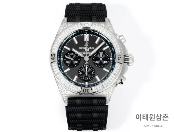 브라이틀링 크로노맷 B01 다이아몬드베젤 크로노그래프 오토매틱 42mm 블랙 다이얼 (2)