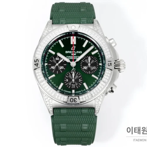 브라이틀링 크로노맷 B01 다이아몬드베젤 크로노그래프 오토매틱 42mm 그린 다이얼