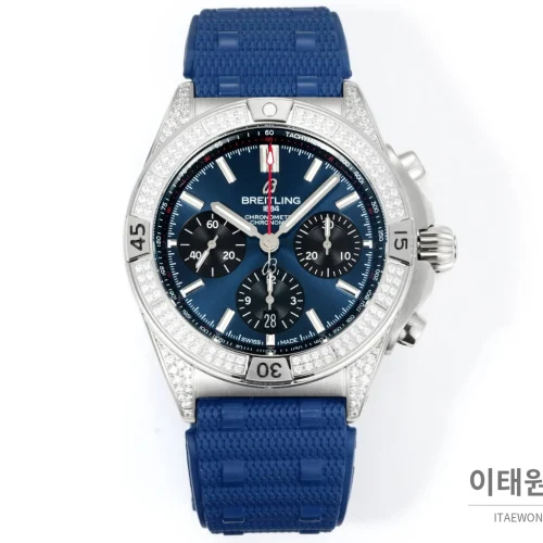 브라이틀링 크로노맷 B01 다이아몬드베젤 크로노그래프 오토매틱 42mm 네이비 다이얼