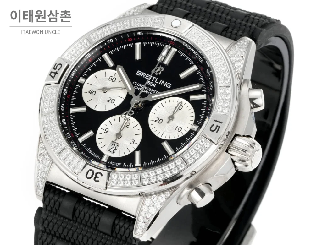 브라이틀링 크로노맷 B01 다이아몬드베젤 크로노그래프 오토매틱 42mm 블랙 다이얼