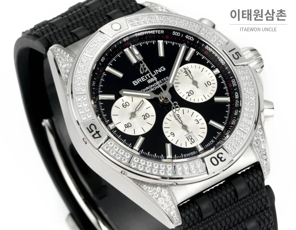 브라이틀링 크로노맷 B01 다이아몬드베젤 크로노그래프 오토매틱 42mm 블랙 다이얼
