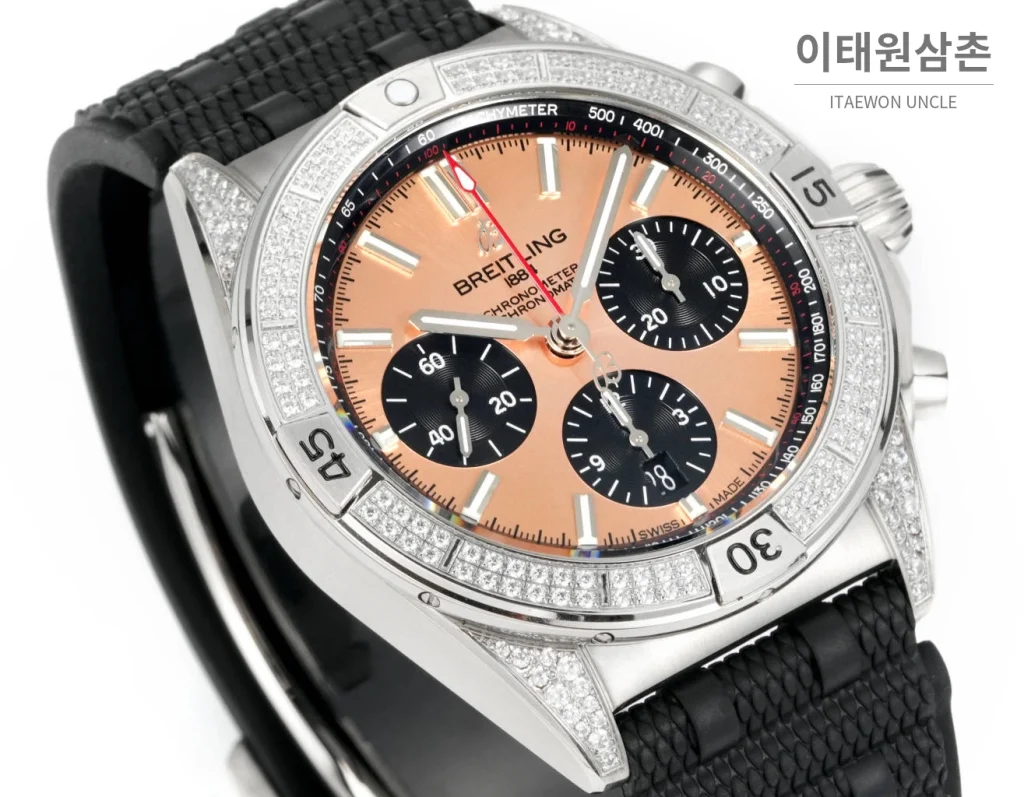 브라이틀링 크로노맷 B01 다이아몬드베젤 크로노그래프 오토매틱 42mm 샴페인 다이얼