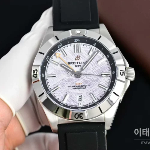 브라이틀링 크로노맷 GMT 스틸 컬러다이얼 듀얼타임 오토매틱 40mm A32398101M1A1 블랙 러버 스트랩