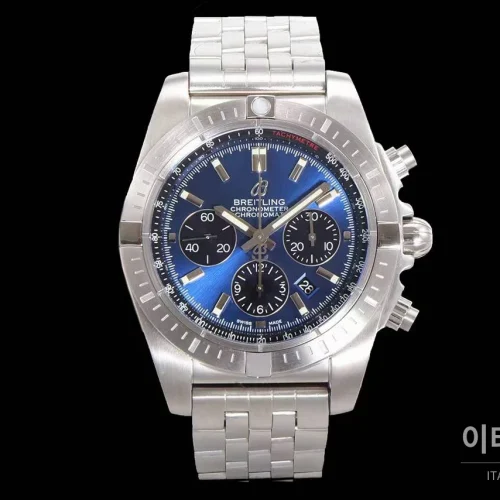브라이틀링 크로노맷 스틸 블랙다이얼 크로노그래프 오토매틱 44mm 스틸 브레이슬릿
